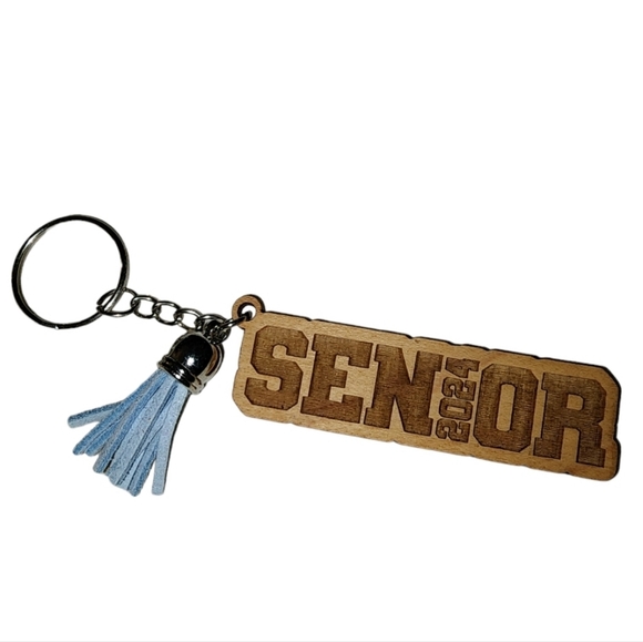 Hand Crafted Accessories - Graduation Gifts for Him Her Class of 2024 Senior Wooden Keychain Tassel New